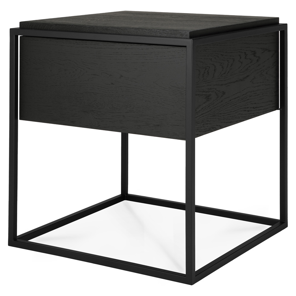 Monolit Bedside Table - Black Oak/Black