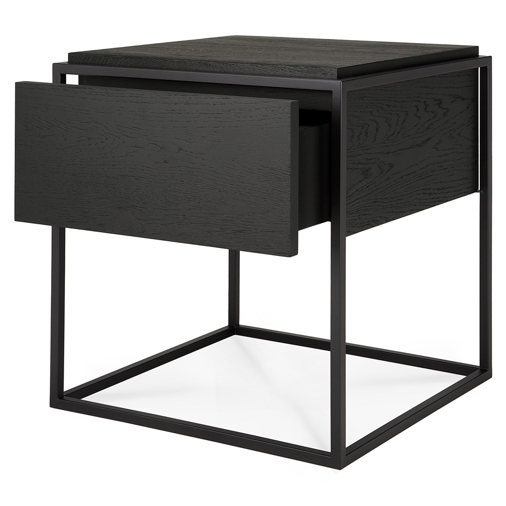 Monolit Bedside Table - Black Oak/Black