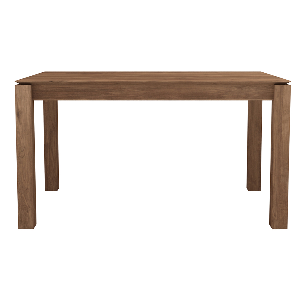 Teak slice extendable dining table