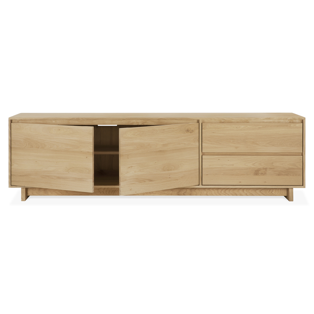 Wave TV Cupboard - 2 Doors, 1 Flip-down Door, 1 Drawer - Oak
