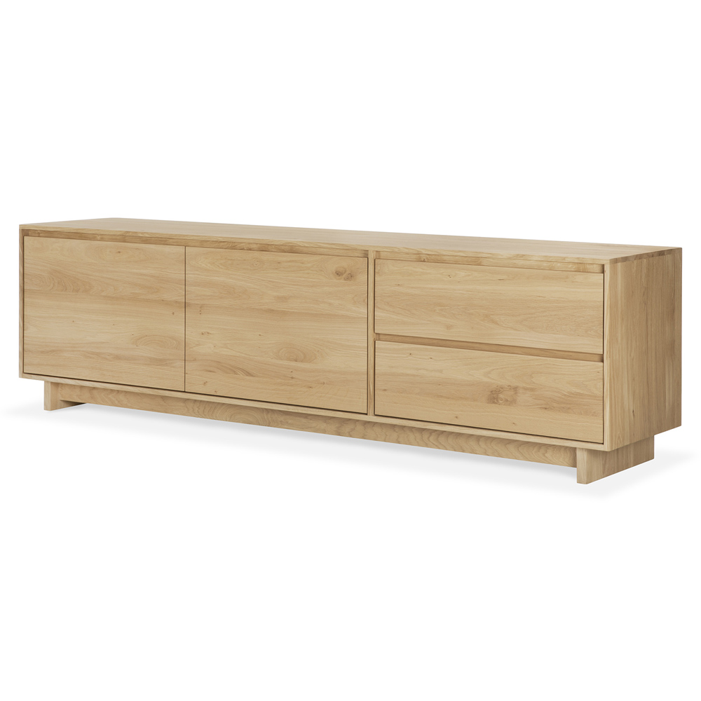 Wave TV Cupboard - 2 Doors, 1 Flip-down Door, 1 Drawer - Oak