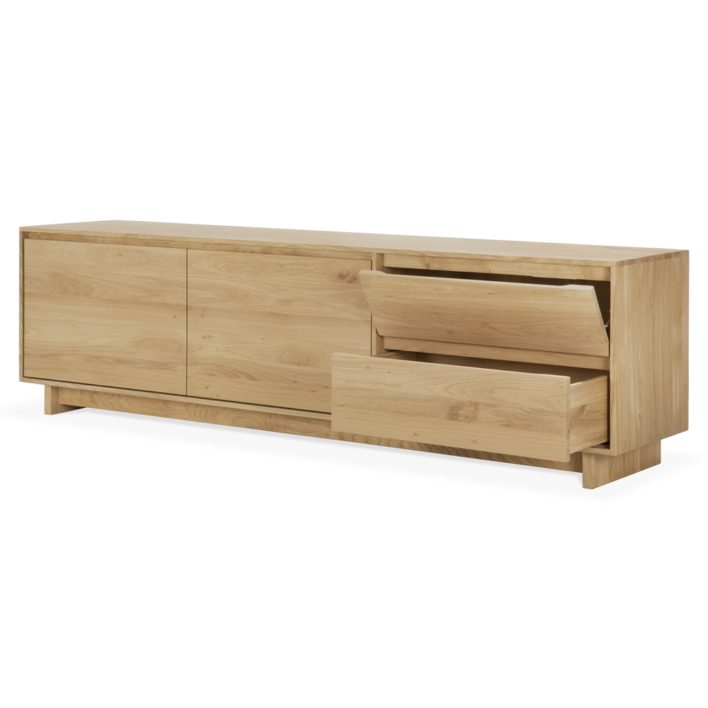 Wave TV Cupboard - 2 Doors, 1 Flip-down Door, 1 Drawer - Oak