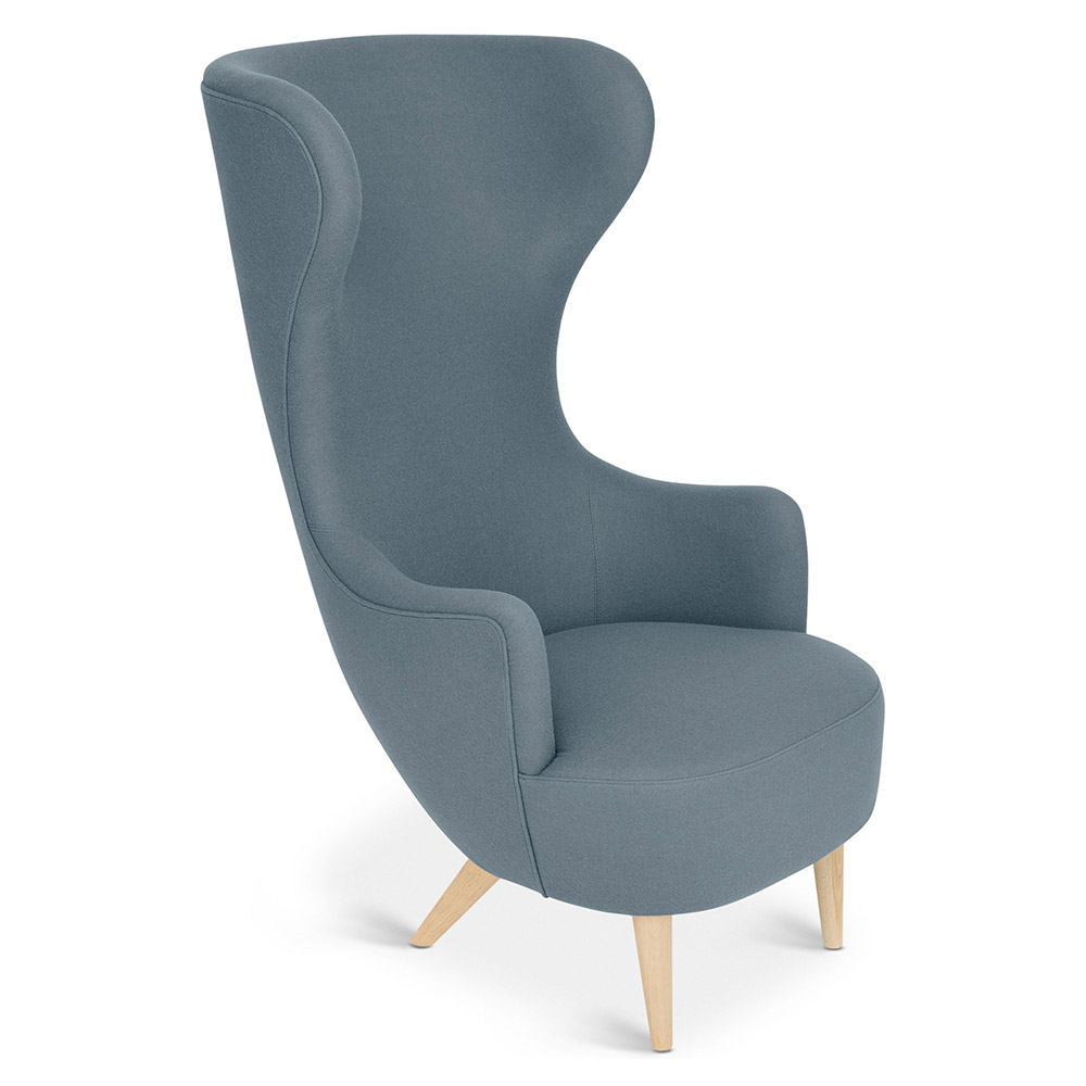 Wingback Chair - Blue Hero 0151, Natural Oak Legs