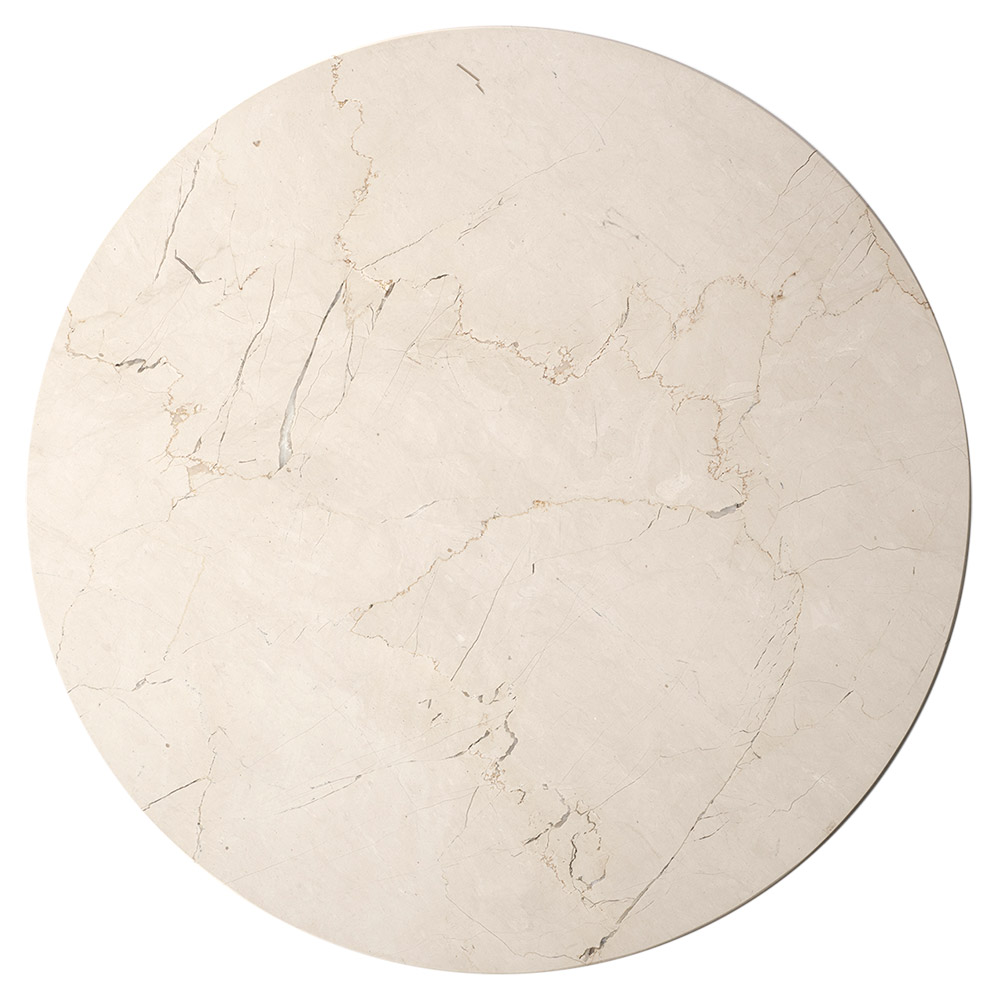 Androgyne 16.5″ Steel Side Table - Ivory, Crystal Rose Marble Top