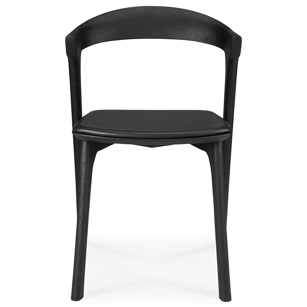Bok Dining Chair - Black Leather, Black Oak