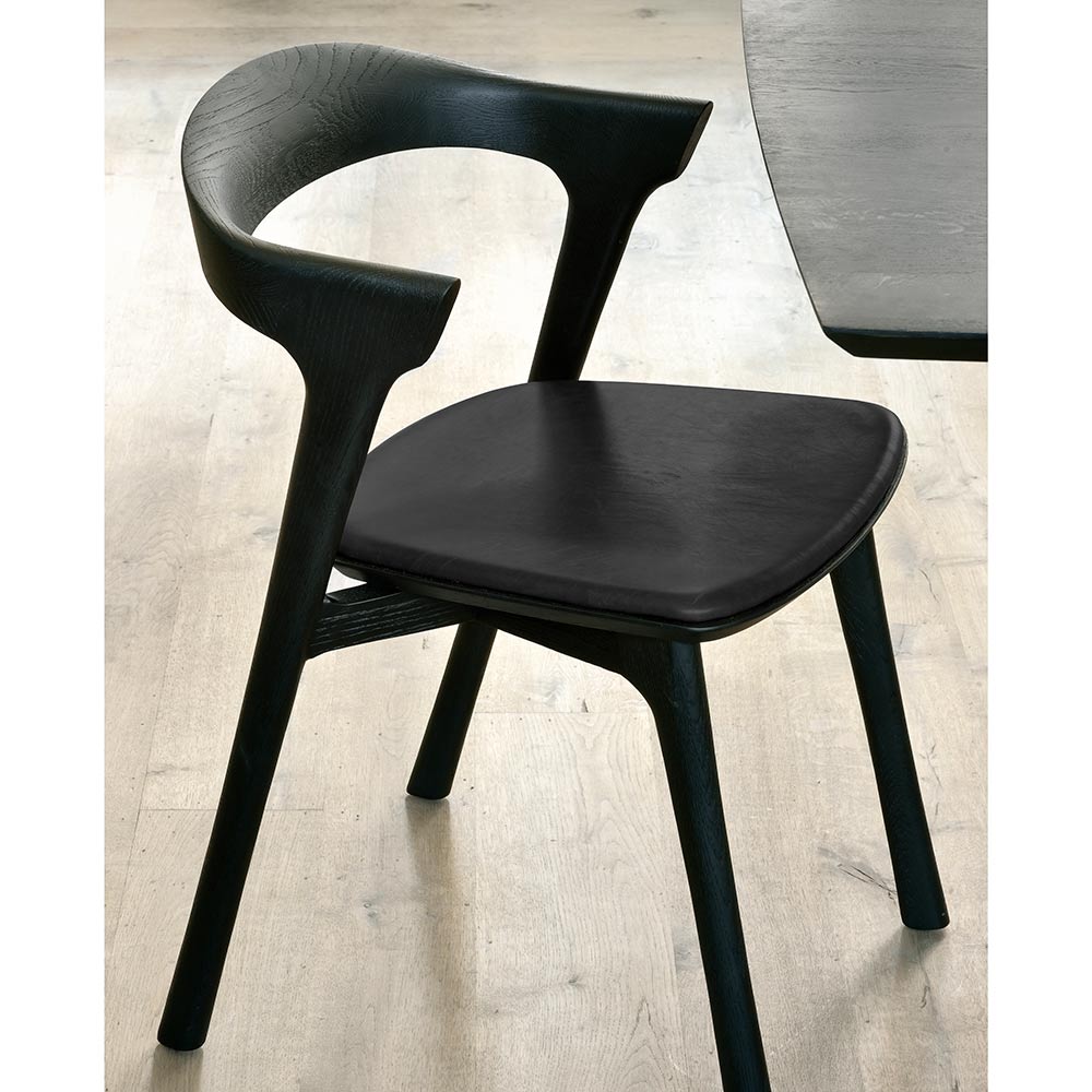 Bok Dining Chair - Black Leather, Black Oak