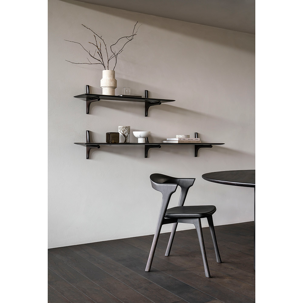 Bok Dining Chair - Black Leather, Black Oak
