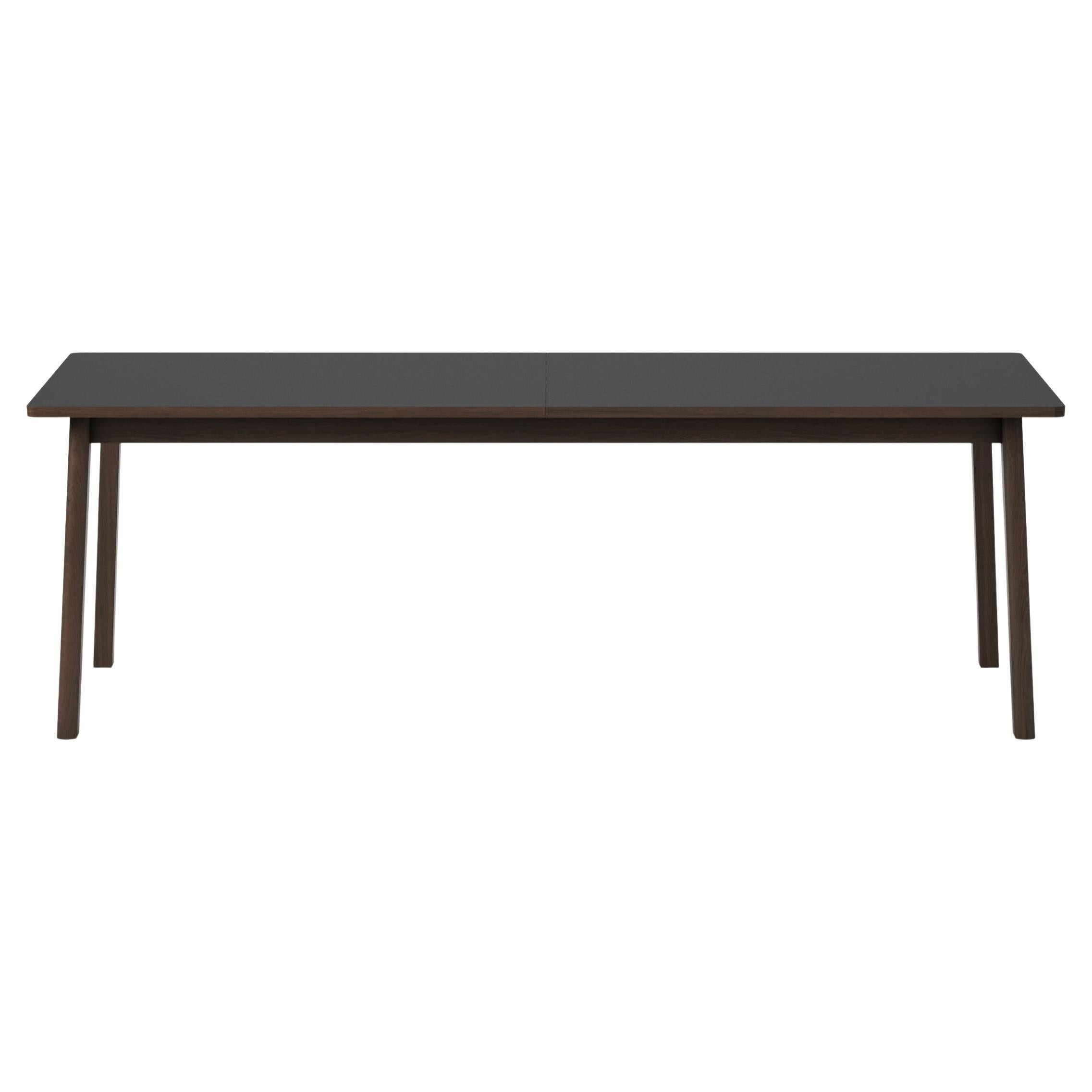 Ana Extendable Dining Table - Black Laminate Top, Smoked Oak