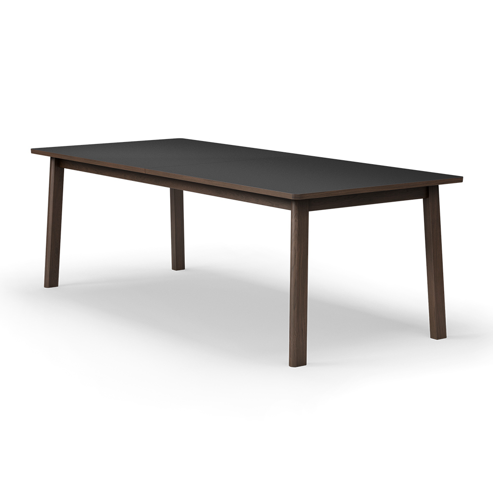 Ana Extendable Dining Table - Black Laminate Top, Smoked Oak