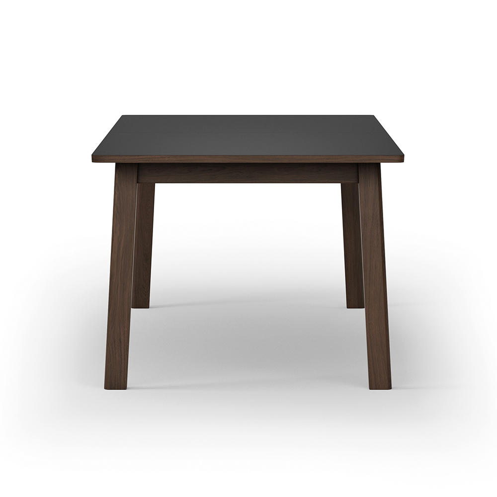 Ana Extendable Dining Table - Black Laminate Top, Smoked Oak