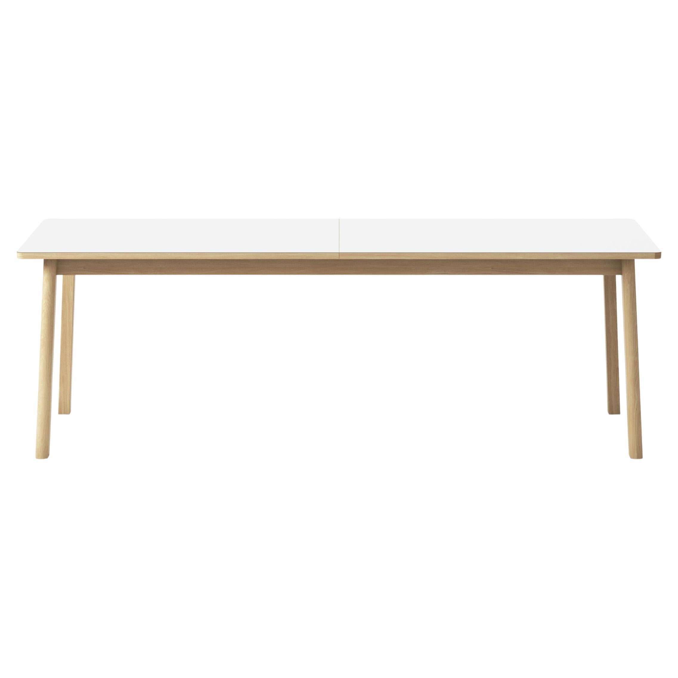 Ana Extendable Dining Table - White Laminate Top, Soap Oak