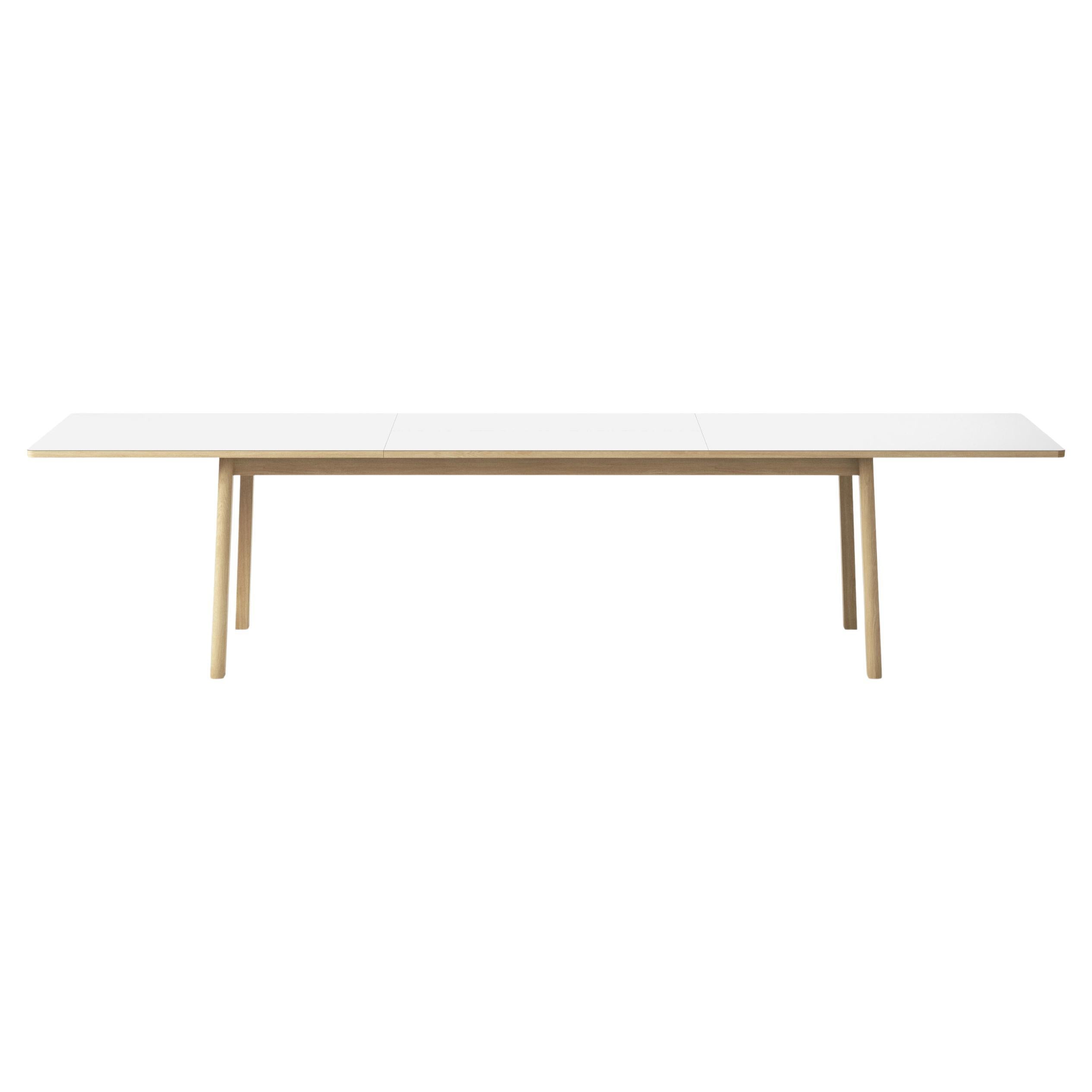 Ana Extendable Dining Table - White Laminate Top, Soap Oak