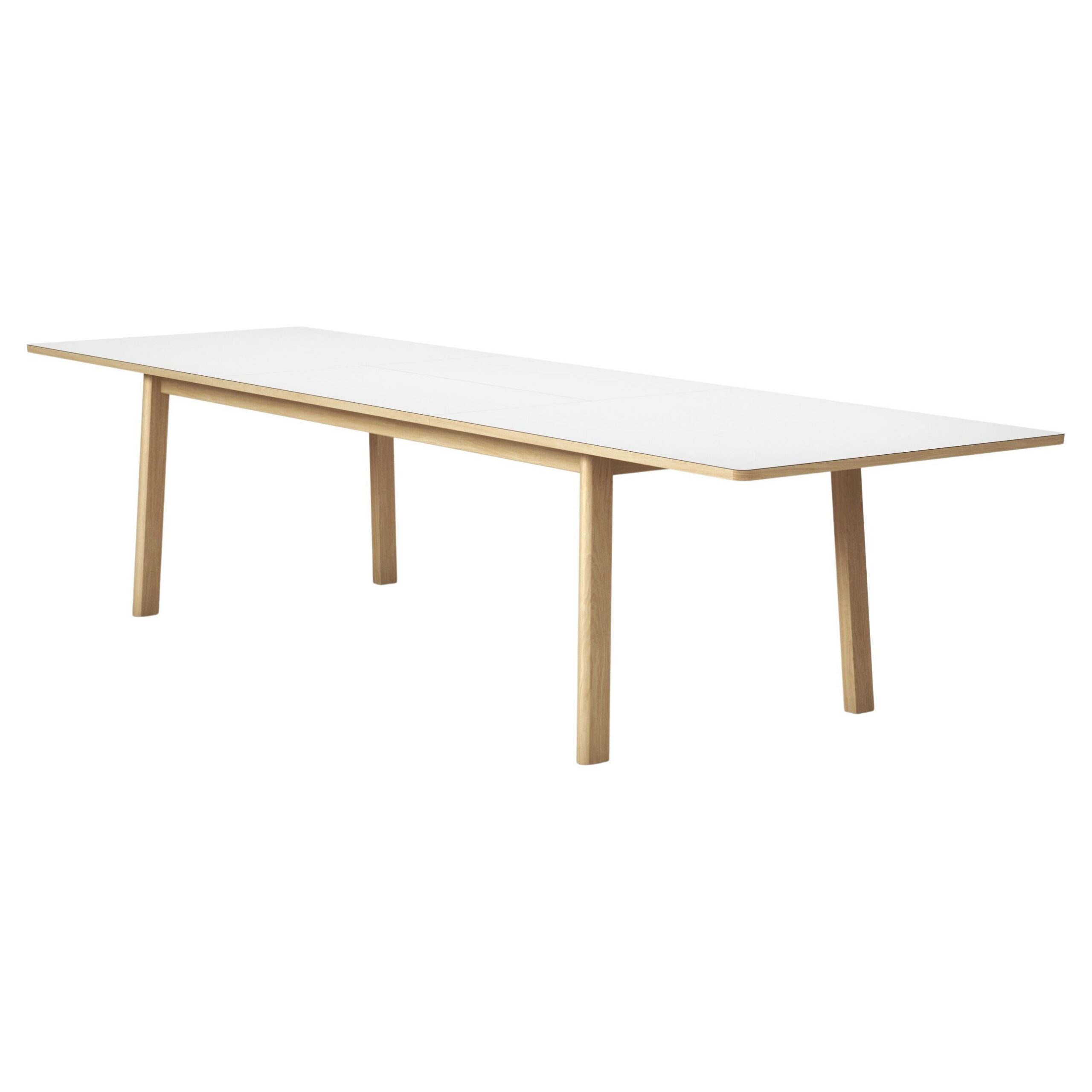 Ana Extendable Dining Table - White Laminate Top, Soap Oak