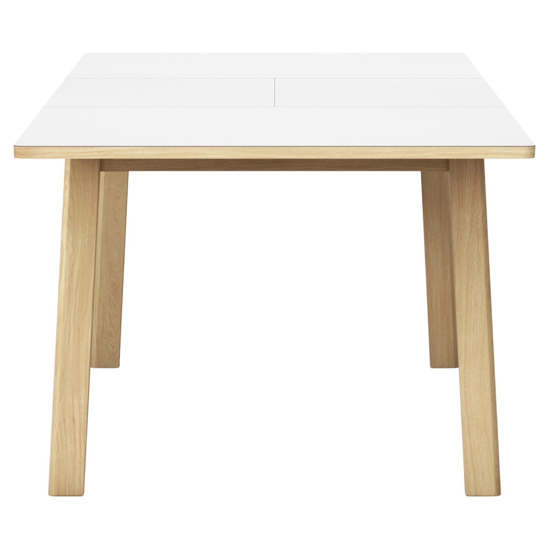 Ana Extendable Dining Table - White Laminate Top, Soap Oak
