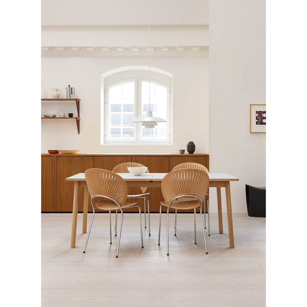 Ana Extendable Dining Table - White Laminate Top, Soap Oak