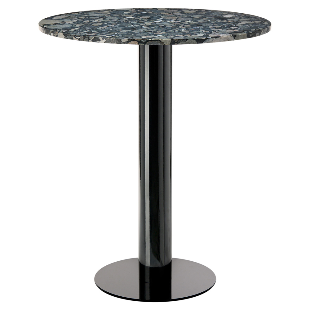 Tube 36" Bar Table - Pebble Marble Top, Black Base