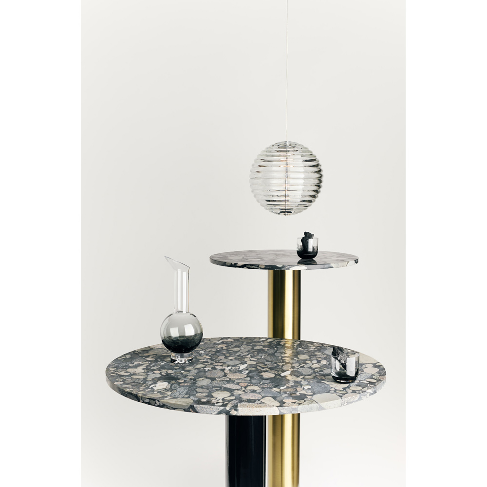 Tube 36" Bar Table - Pebble Marble Top, Black Base