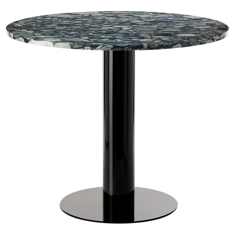 Tube 36" Dining Table - Pebble Marble Top, Black Base