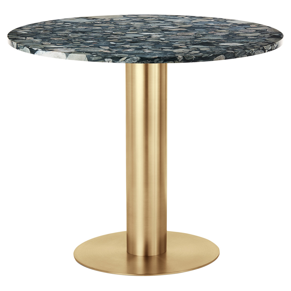 Tube 36" Dining Table - Pebble Marble Top, Brass Base
