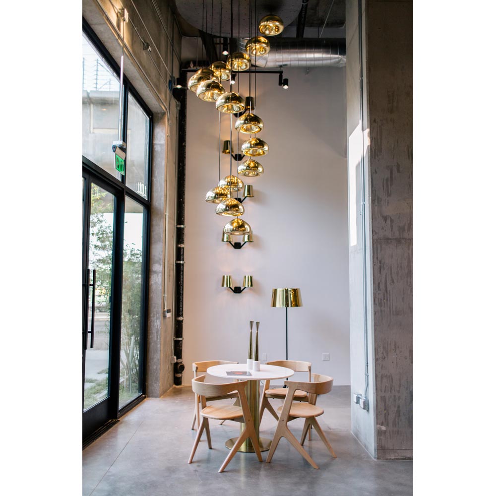 Tube 36" Dining Table - Pebble Marble Top, Brass Base