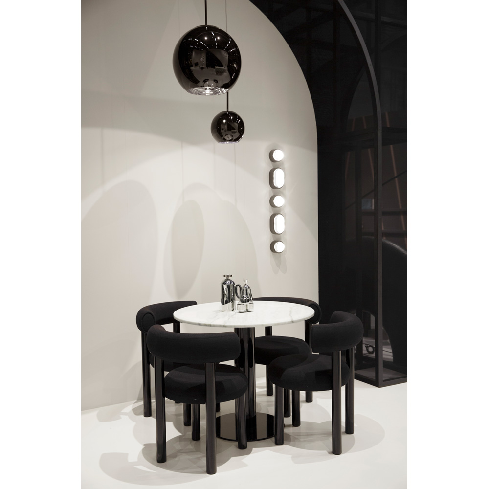 Tube 36 Dining Table White Marble Top Black Base 3 | Rouse Home