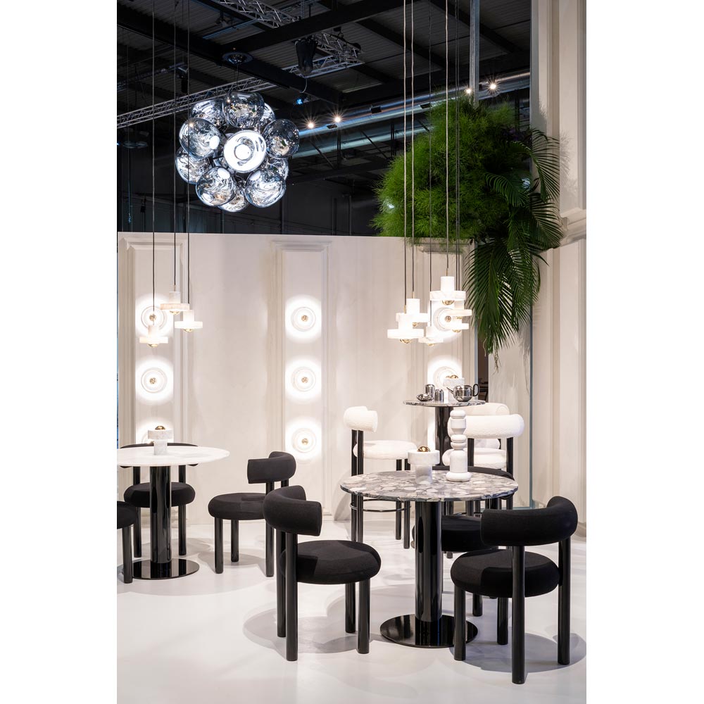 Tube 36 Dining Table White Marble Top Black Base 4 | Rouse Home
