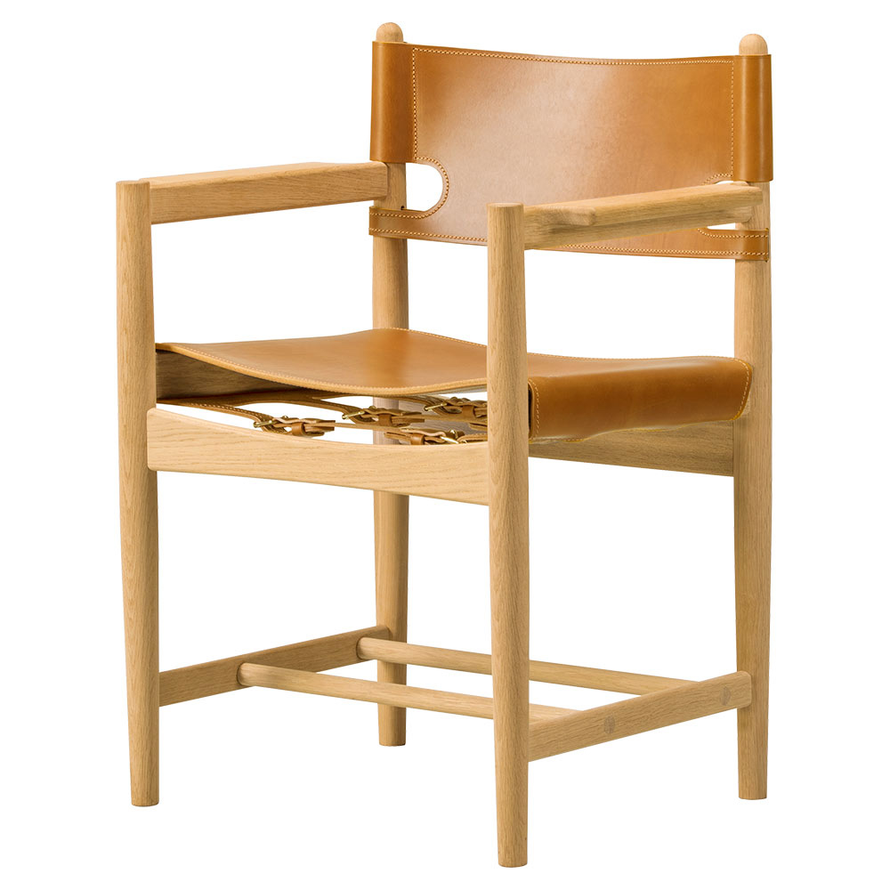 The Spanish Armchair - Natural Saddle Leather, Oak Oiled