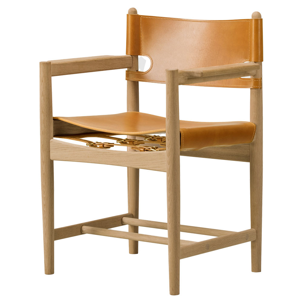 The Spanish Armchair - Natural Saddle Leather, Oak Oiled