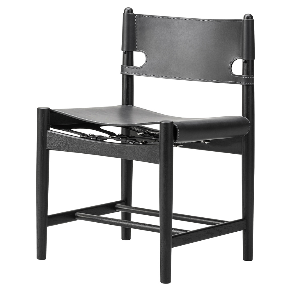 The Spanish Dining Chair - Black Leather