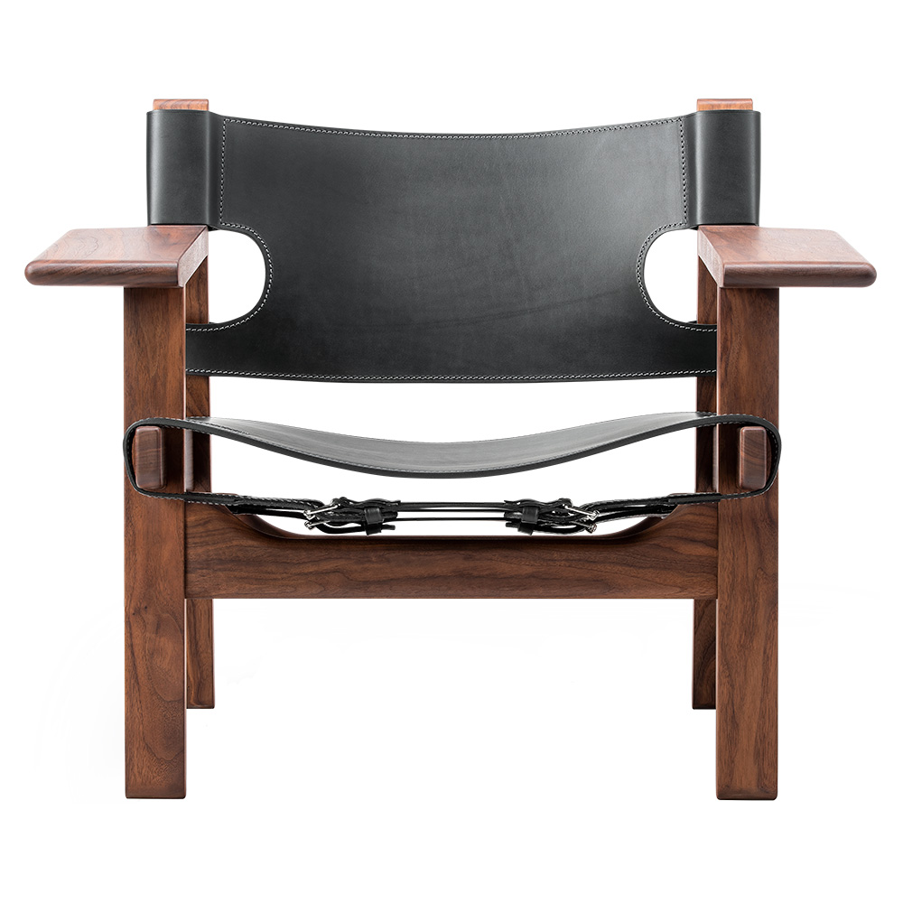 The Spanish Lounge Chair - Black Saddle Leather, Walnut Oiled