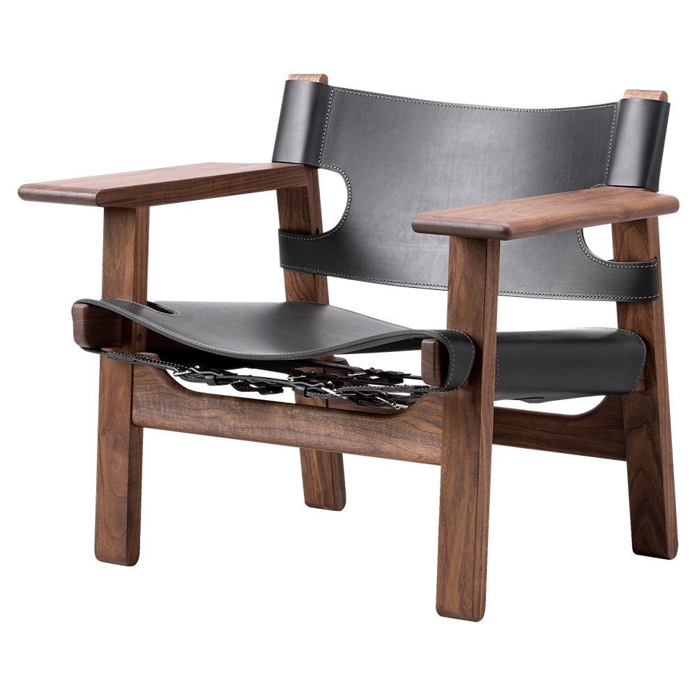 The Spanish Lounge Chair - Black Saddle Leather, Walnut Oiled
