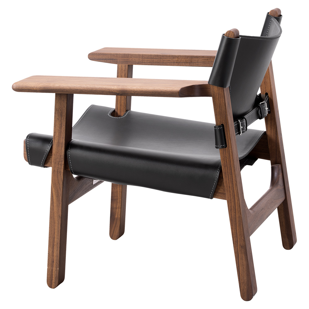 The Spanish Lounge Chair - Black Saddle Leather, Walnut Oiled