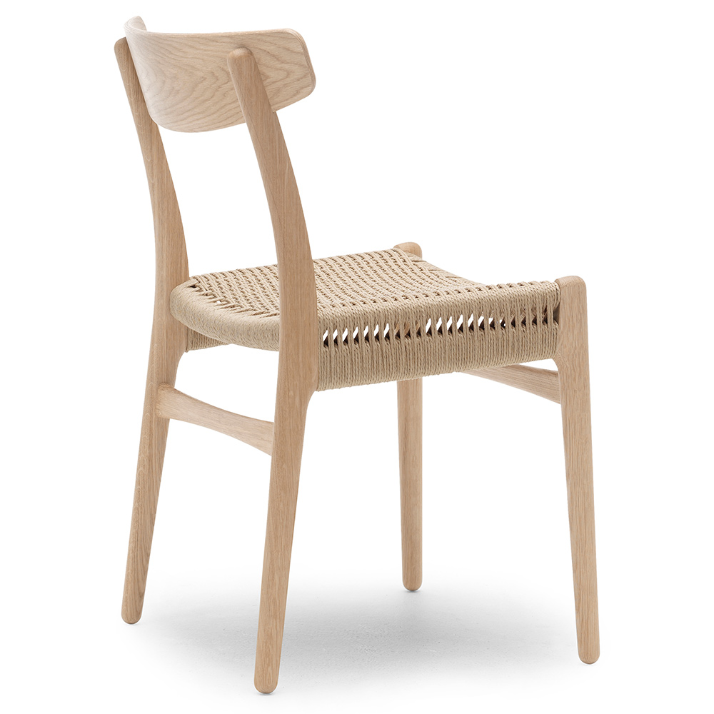 Ch23 Dining Chair Natural Paper Cord White Oil Oak 3 | Rouse Home