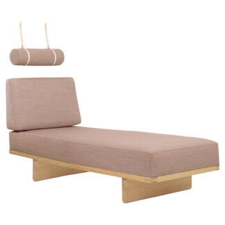 BM0865 Daybed With Back Cushion And Round Cushion With Leather Straps