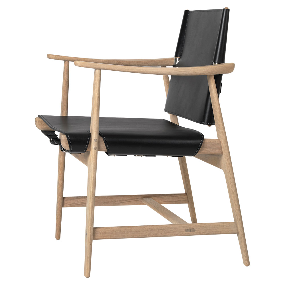 BM1106 Huntsman Dining Chair - Leather, Oak White Oil