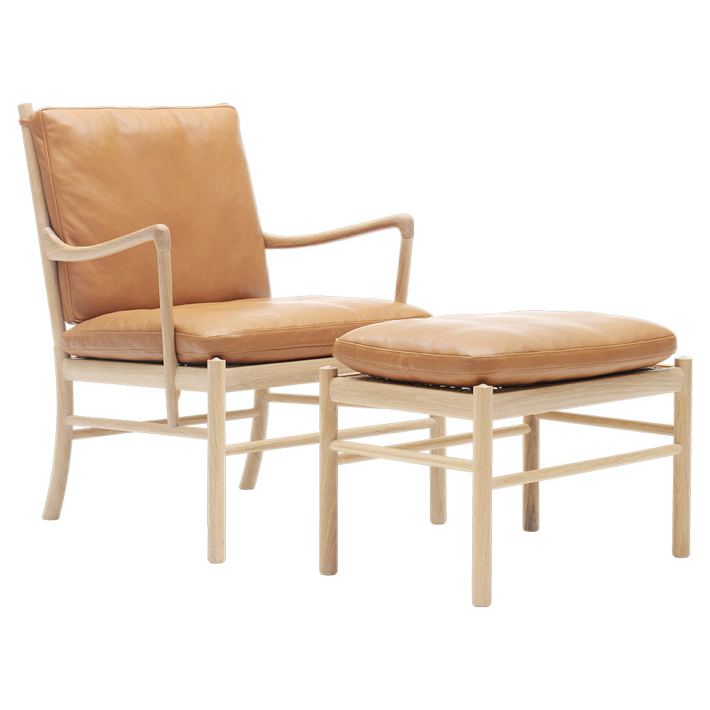 OW149 Lounge Colonial Chair - Leather Sif 95, Oak White Oil