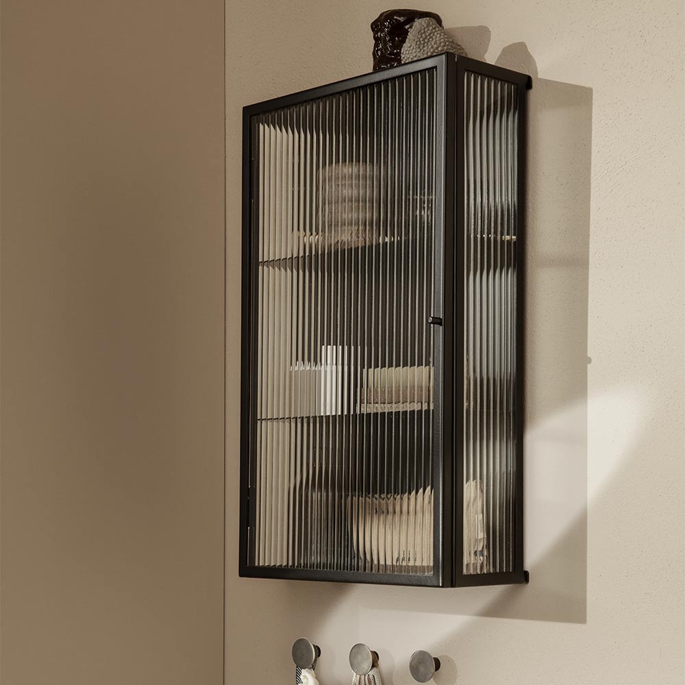 Haze Wall Cabinet - Reeded Glass, Black