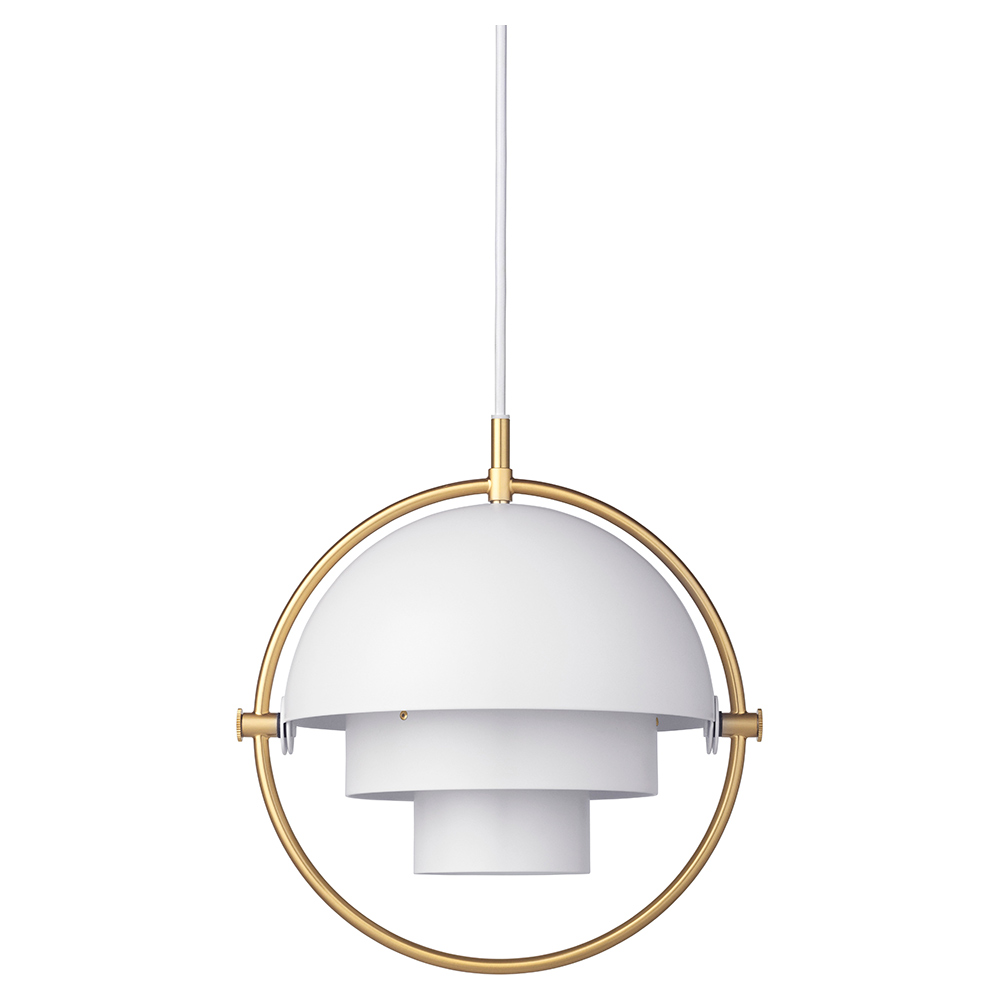 Multi-Lite Small Pendant - White, Brass