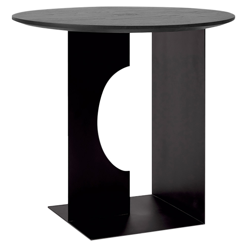 Teak Arc Black Side Table - Varnished