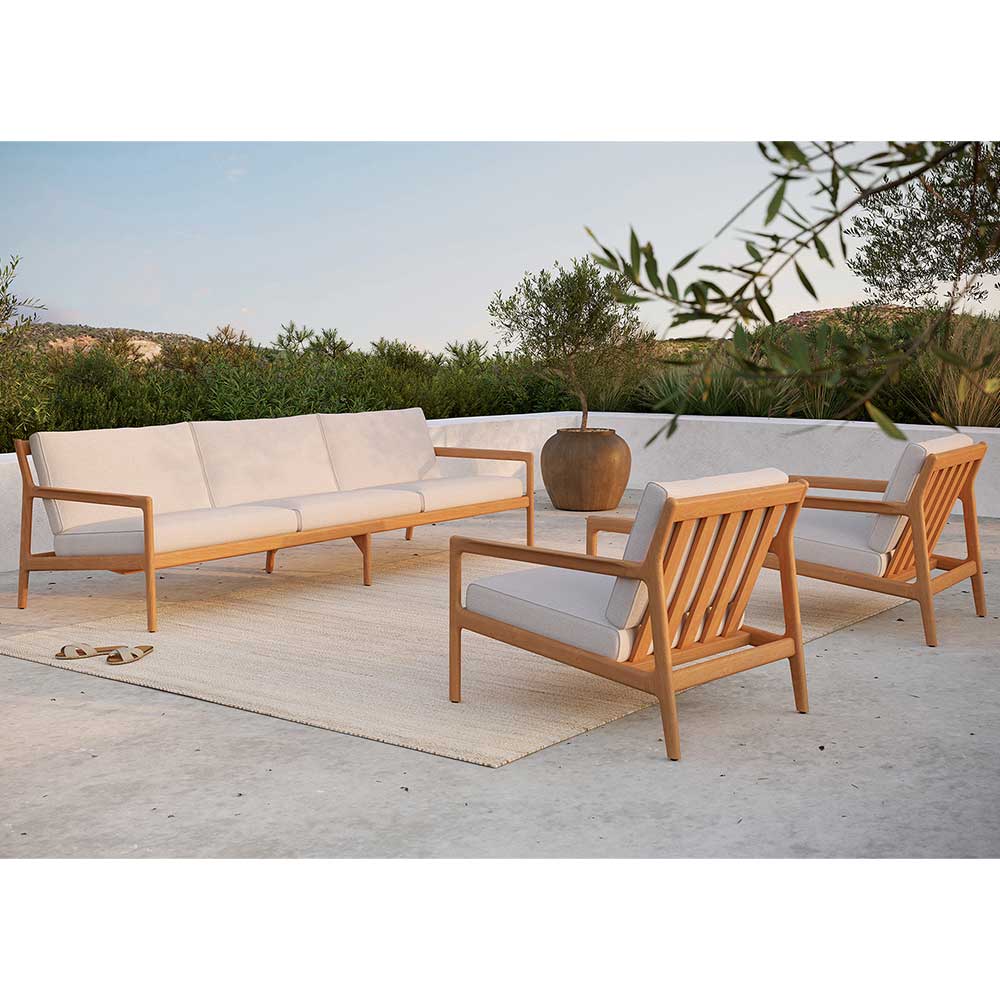 Jack Outdoor 3 Seater Sofa - Teak, Off White