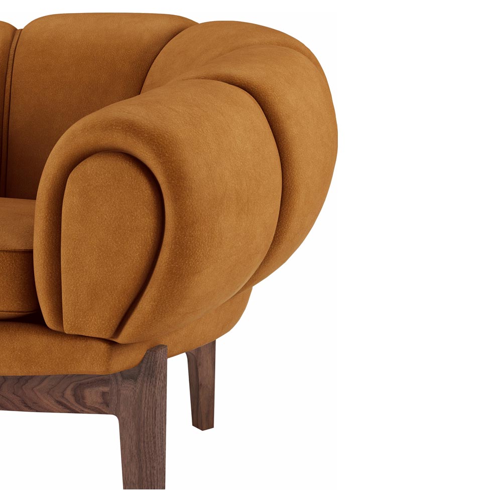 Croissant 3 Seater Sofa - Chamois, Walnut Legs | Rouse Home