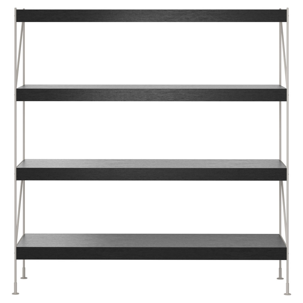 Zet Storage System 62.2''H - Ivory Steel, Black Oak