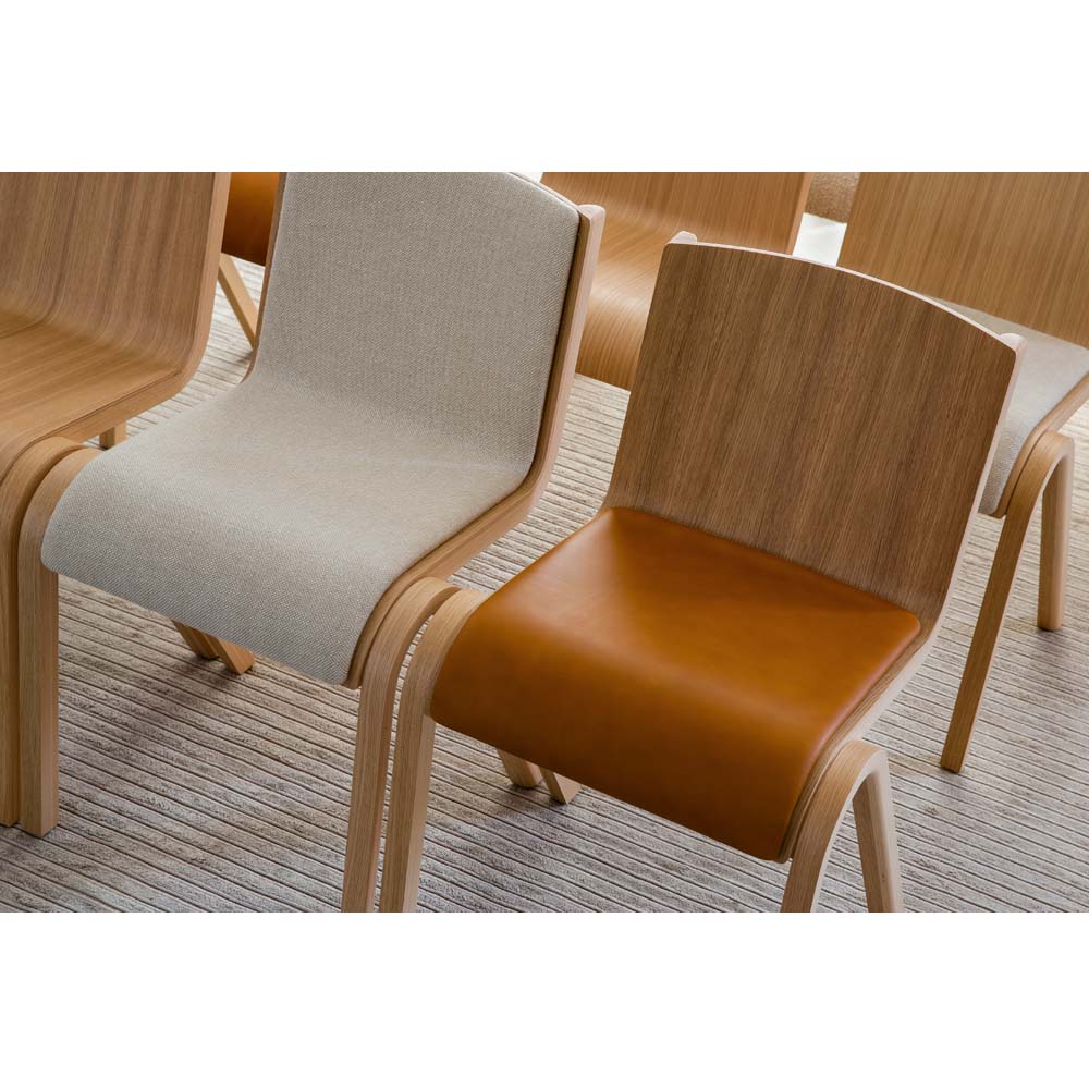 Ready Front Upholstered Dining Chair - Natural Oak, Boucle
