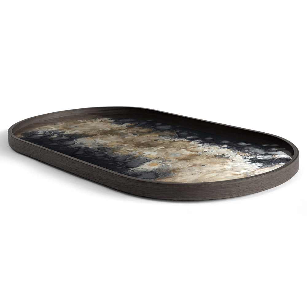 Black Organic Glass Tray - Oblong, Medium