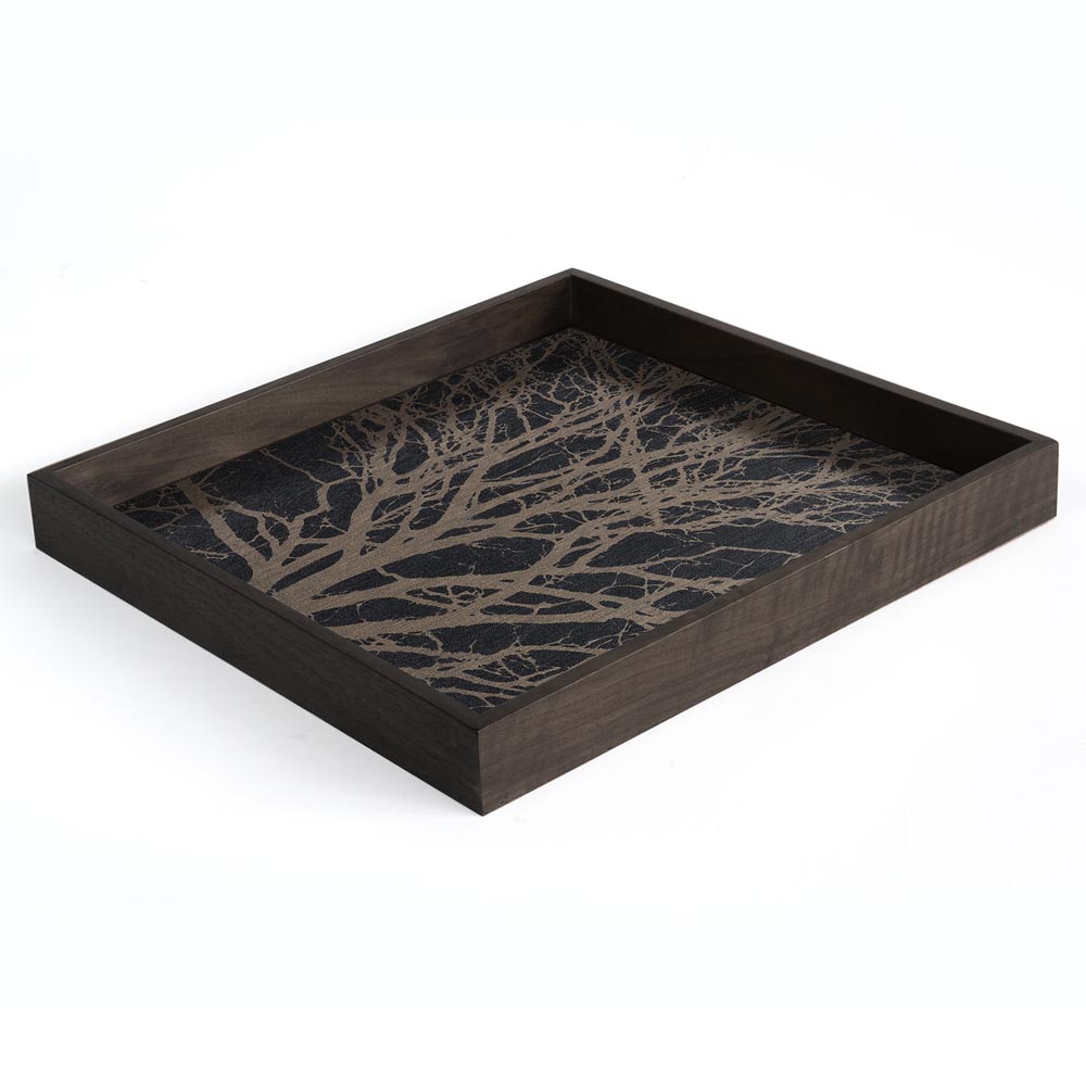 Black Tree Wooden Tray - Square, Small
