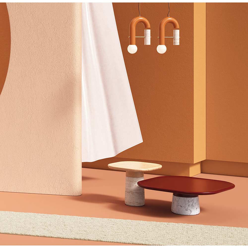 Poppy Square Side Table - Wood Top, Marble Base