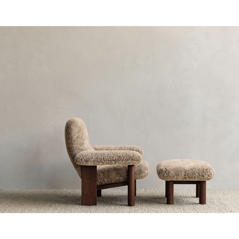 Brasilia Ottoman - Walnut, Sheepskin Sahara