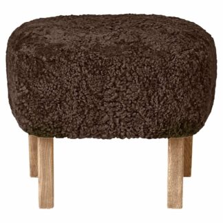 Ingeborg Footstool - Espresso Sheepskin, Natural Oak