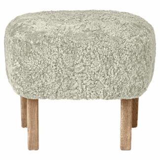 Ingeborg Footstool - Green Tea Sheepskin, Natural Oak