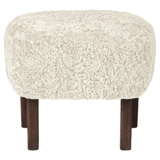 Ingeborg Footstool - Off White Sheepskin, Smoked Oak